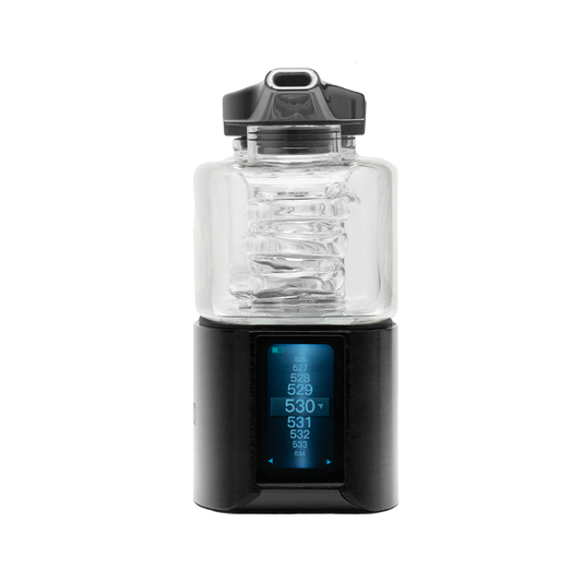 DaVinci EQ touchscreen showing precision temperature control for low-temp dabbing